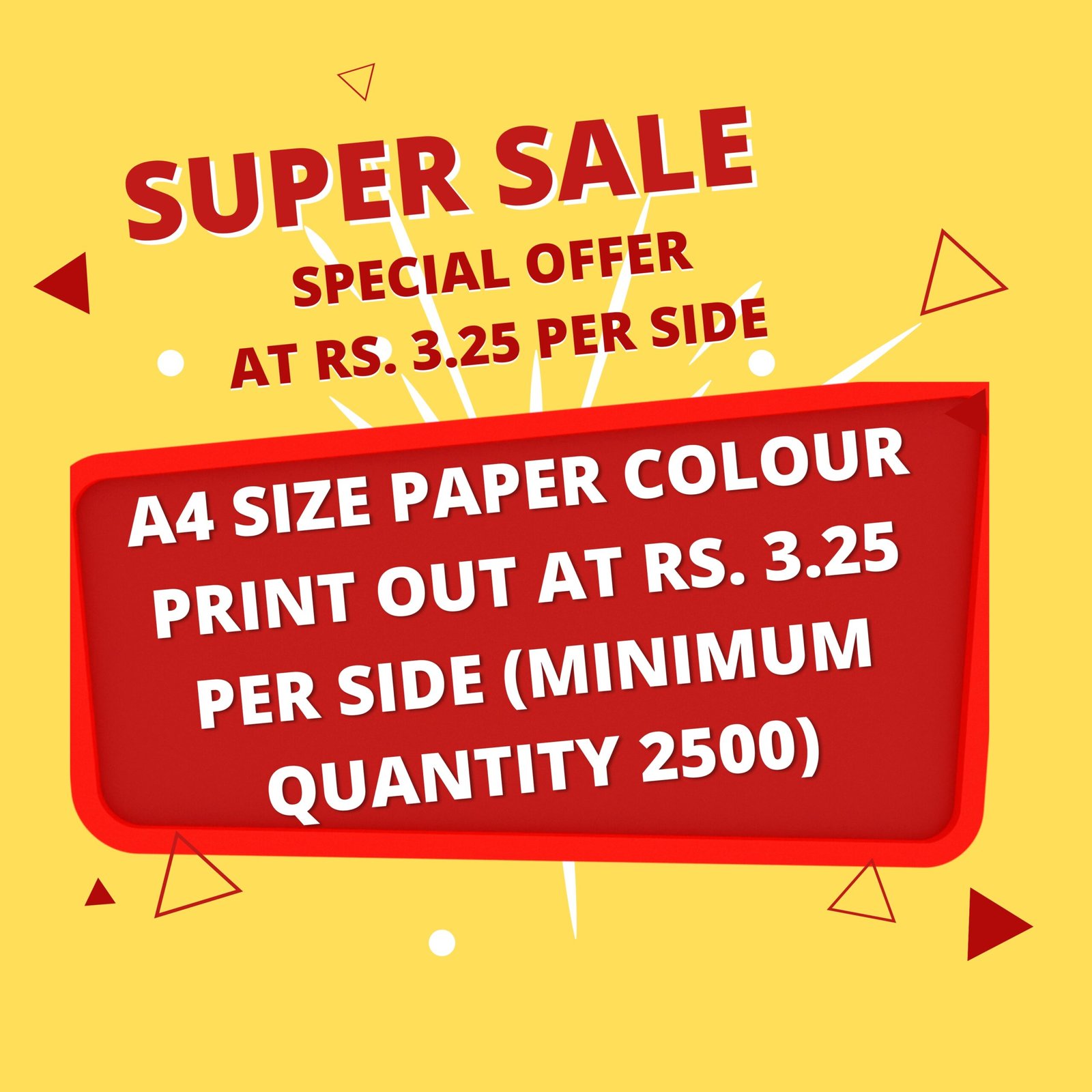 A4 Size Paper Colour Print Out at Rs. 3.25 Per Side (Minimum Quantity 2500)